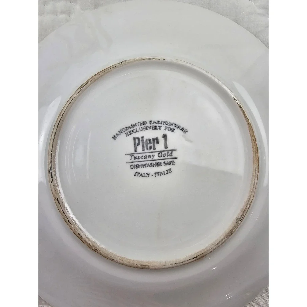 Pier 1 Tuscany Gold Handpainted Earthenware Salad‎ Plates Set Of 6 Italy